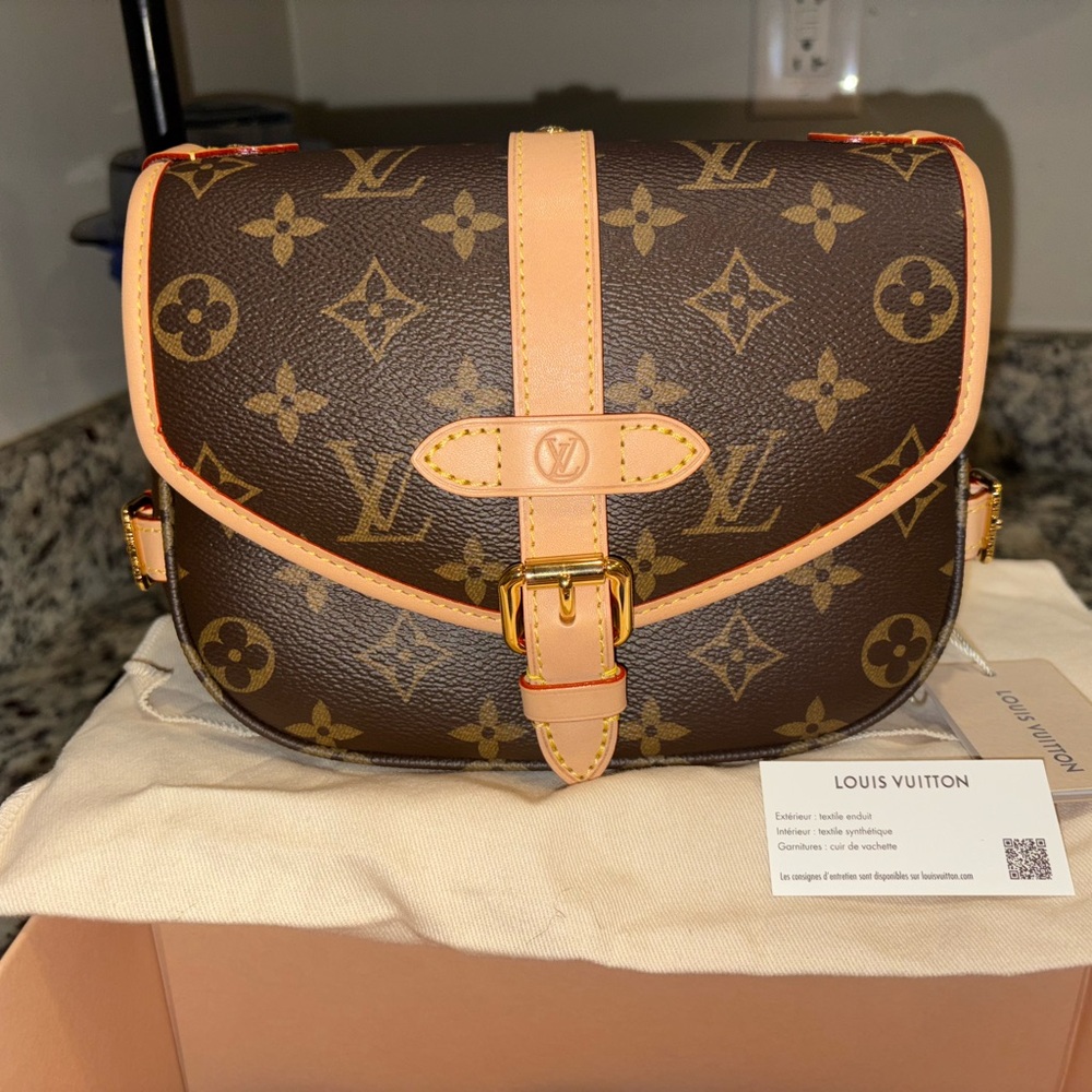 Louis Vuitton Brown and Tan Crossbody Bag with Monogram Canvas
